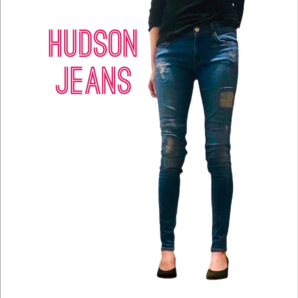 Hudson mid rise distressed skinny jeans sz 25 screen worn! Host pick x4! - Picture 2 of 9
